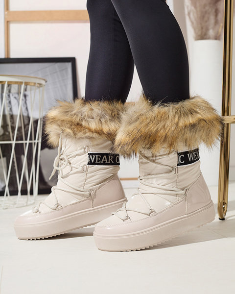 Béžové dámské sněhule s kožíškem Lilitsa- Obuv