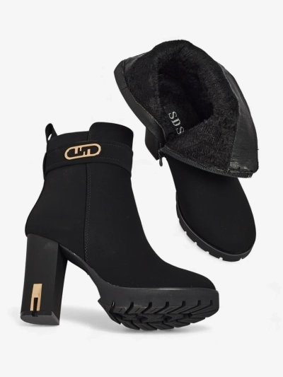 Dámské kotníkové boty eko semišové na sloupku Tovia