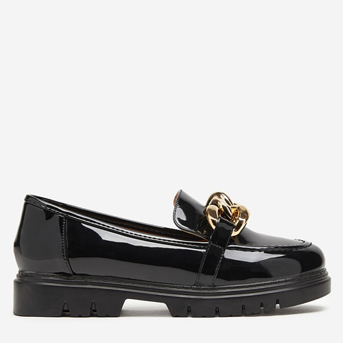 Чорні жіночі лофери з золотим ланцюжком Dradia