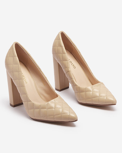 Бежеві жіночі туфлі-човники на шпильці з тисненням Torosa- Footwear