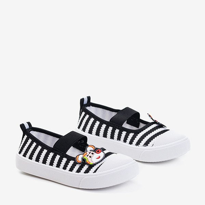 Olli Kids Black Striped Sneakers - Footwear