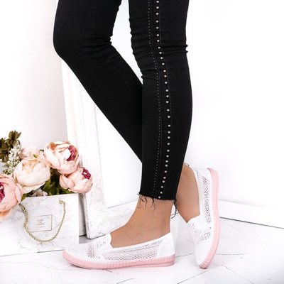 Biało-różowe slip on Alejandra- Obuwie