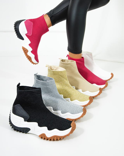 Bílé dámské vysoké tenisky Tenera na platformě - obuv