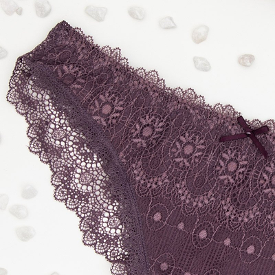 Фіолетові жіночі мереживні трусики - Нижня білизна