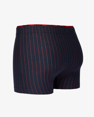 Royalfashion Námořnicky modré pánské boxerky s červenými pruhy
