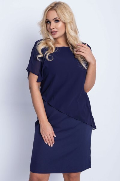Темно-синє плаття вище коліна. ПЛЮС-РОЗМІР - Одяг 1