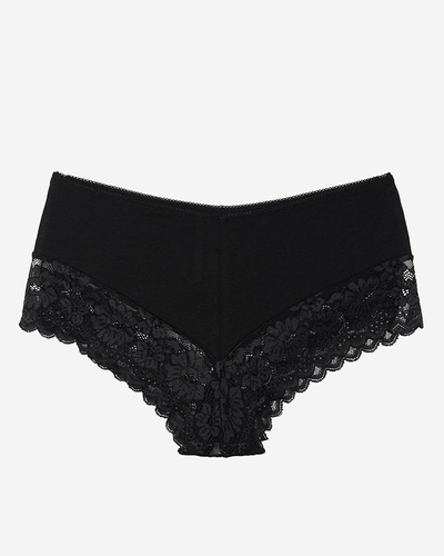 Жіночі чорні трусики, панталони з мереживом і фіанітами - Білизна