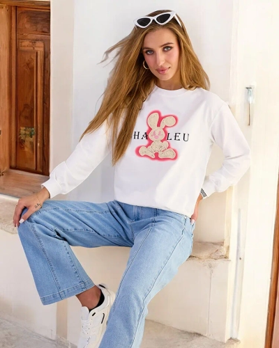 Royalfashion Dámská bavlněná mikina s tenkým potiskem