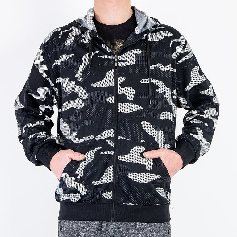 Černá pánská maskáčová mikina - Oblečení