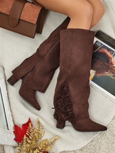 Dámské eko semišové kozačky s vrškem Rimolea