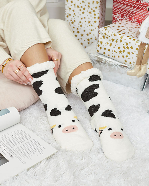 Royalfashion Утеплені бежеві жіночі шкарпетки