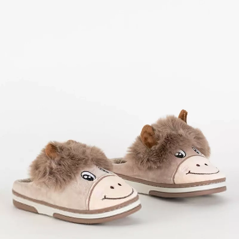 OUTLET Animmes béžové býčí pantofle pro děti - Obuv
