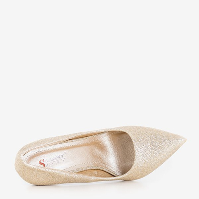 Золоті туфлі на підборах з мерехтливим покриттям Jeny