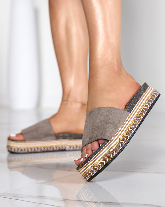 Dámské eko semišové khaki sandály Kiccori - Obuv