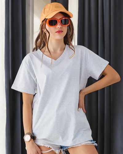Royalfashion жіноча бавовняна повсякденна футболка з V-вирізом
