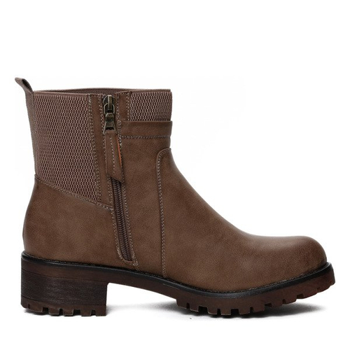 Brązowe botki na płaskim obcasie Karimma- Obuwie