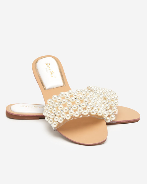Жіночі шльопанці з перлинами Faldei