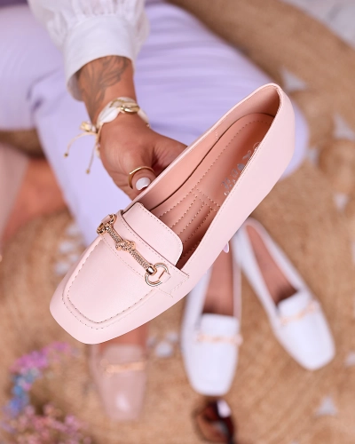 Royalfashion Béžové dámské mokasíny se zlatým zdobením Olerika