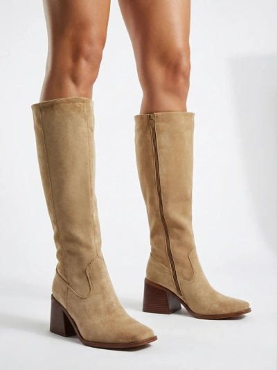 Жіночі чоботи з еко замші на підборах-стовпчику Ernala