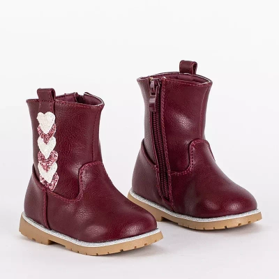 Dívčí bordó kozačky s ozdobným svrškem Nokimi-Shoes