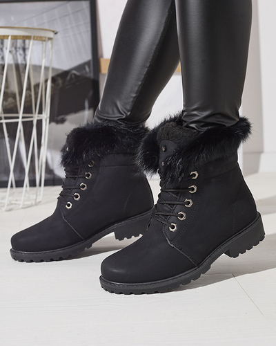 Klasické dámské kozačky a'la trapper v černé barvě Lausa- Footwear