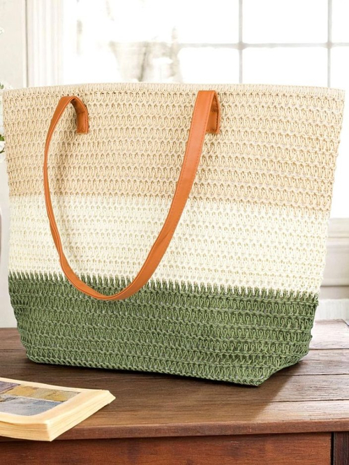 Королівська мода Велика солом'яна жіноча сумка з яскравими смугами