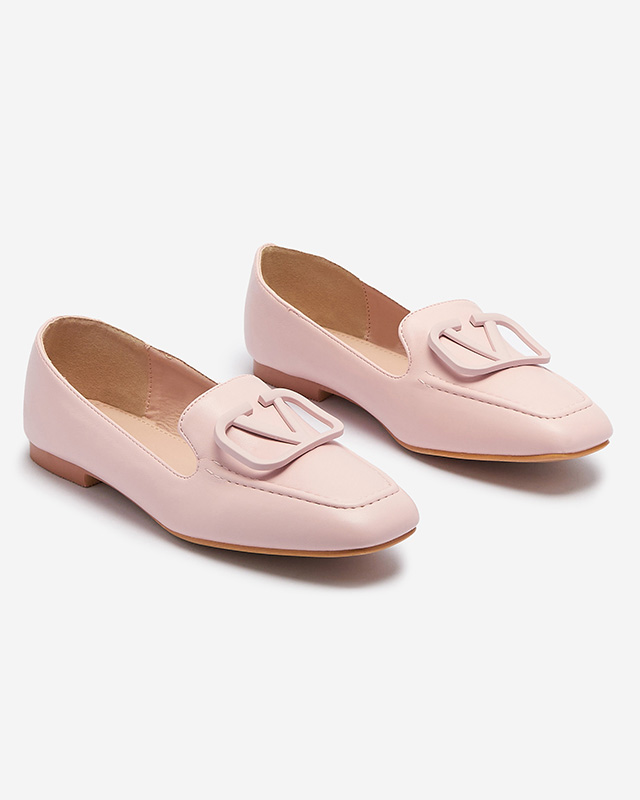 Světle růžové dámské mokasíny s ornamentem v odpovídající barvě Terika - Obuv