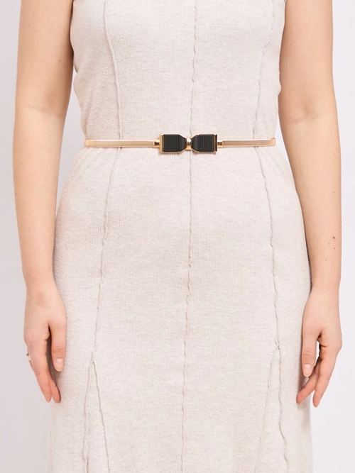 Золотий жіночий пасок Livia з металевою пряжкою-бантиком у стилі Romano