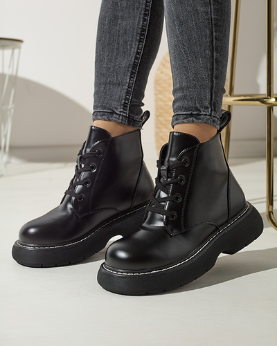 Чорні жіночі черевики з екошкіри на суцільній підошві Tarrafa - Взуття