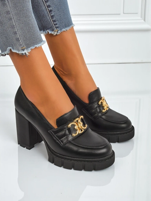 Жіночі туфлі Nero Aurora на підборах із золотою пряжкою, екошкіра