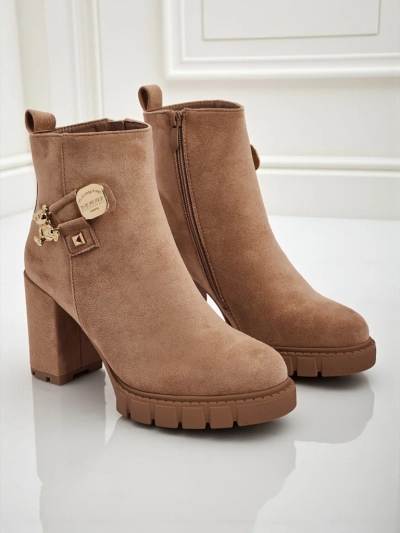 Dámské kotníkové boty eko semišové na sloupku Bearr