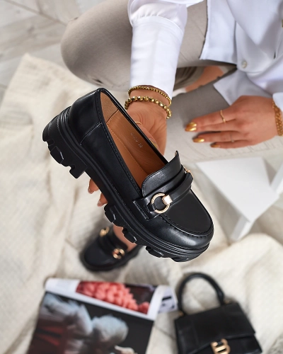 Чорні жіночі повсякденні мокасини на суцільній підошві Kelena - Взуття