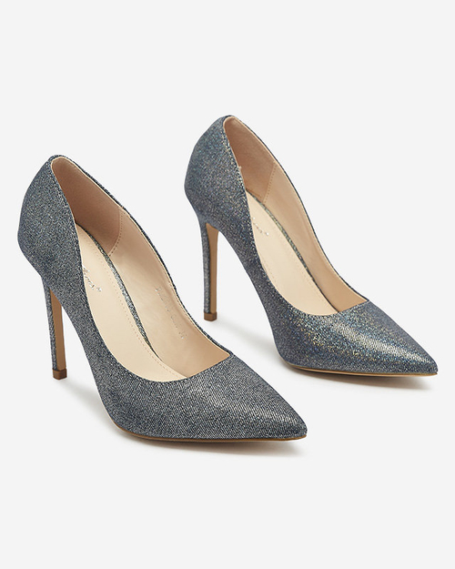 Графітові голографічні жіночі туфлі на шпильці Soddo- Footwear