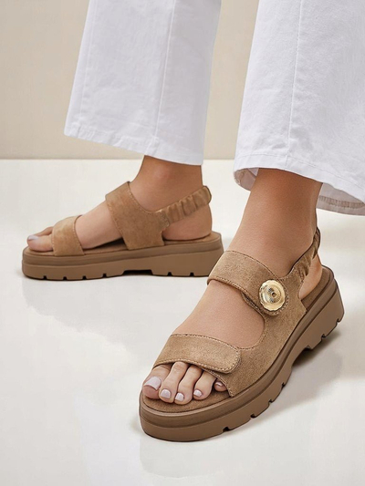 Dámské sandály Royalfashion Callisto hnědé ekologická kůže platforma