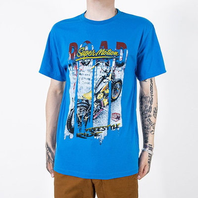 Блакитна чоловіча футболка з принтом