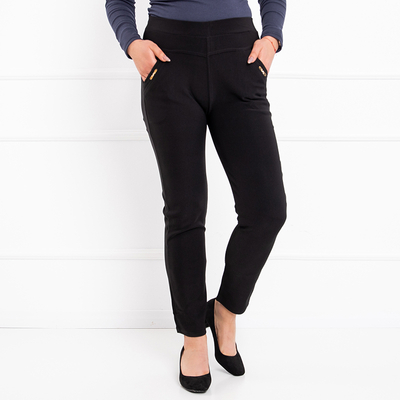 Černé dámské hladké PLUS SIZE treggings- Oblečení