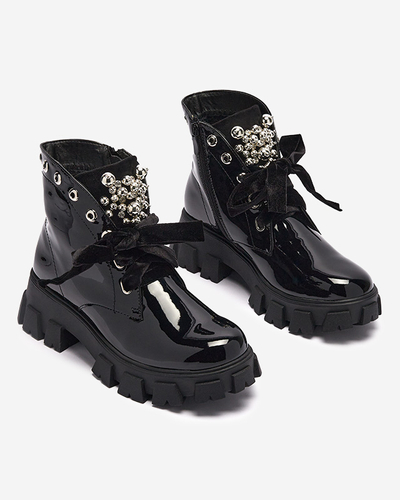 Dámské černé lakované boty Selpo- Footwear