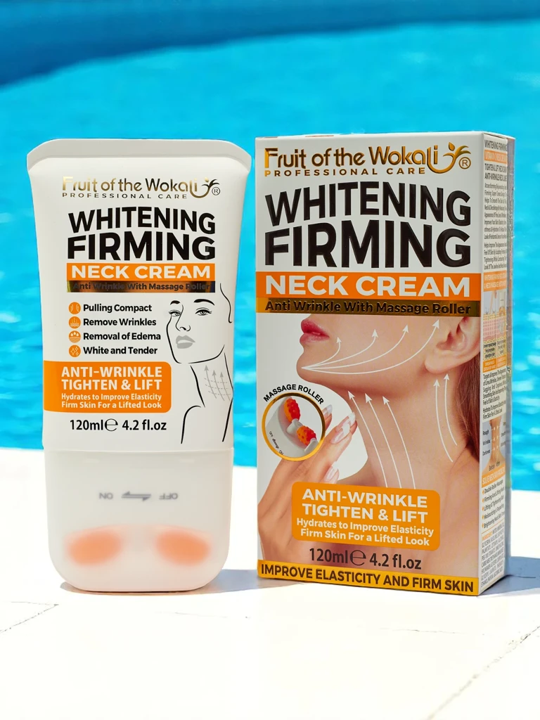 Zpevňující a rozjasňující krém na krk s masážním aplikátorem