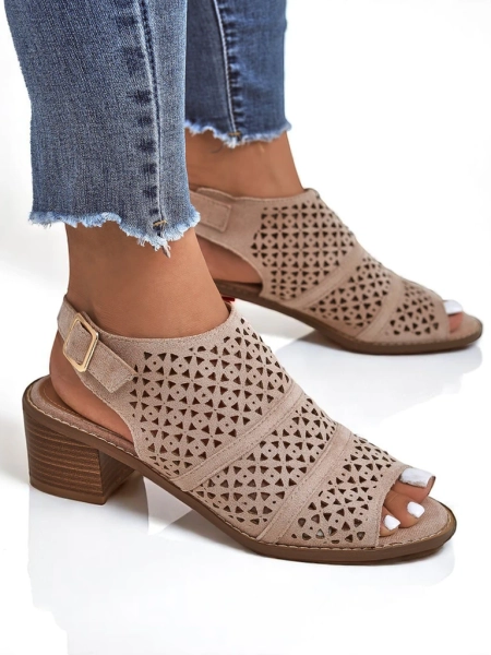 Royalfashion Dámské sandály na nízkém sloupku ažurové Elira