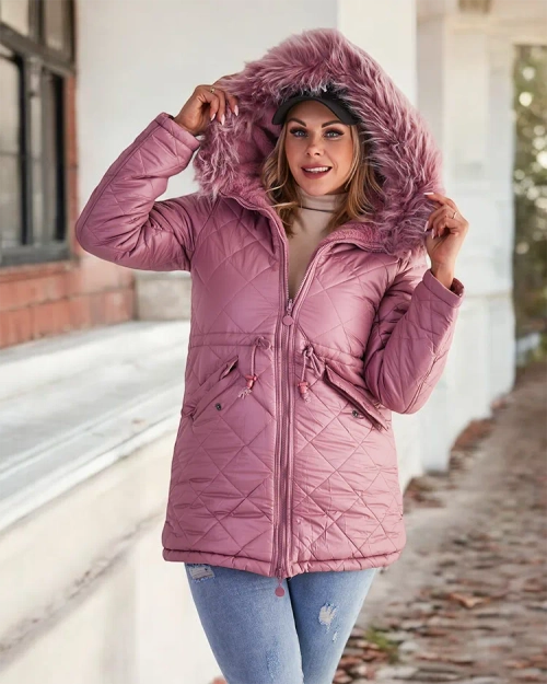 Жіноча стьобана куртка Royalfashion рожевого кольору