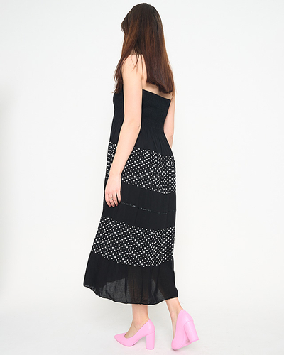 Чорна сукня максі в горошок PLUS SIZE