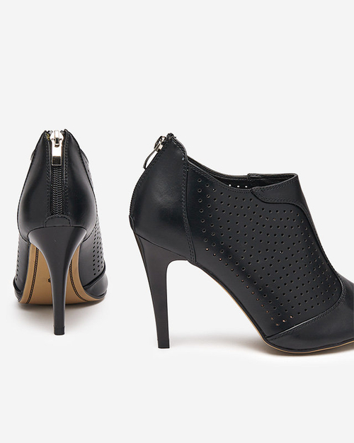 Чорні жіночі ажурні босоніжки на шпильці Somigo-Shoes