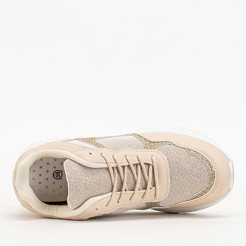 Бежеві жіночі кросівки на прихованій танкетці Waqsy