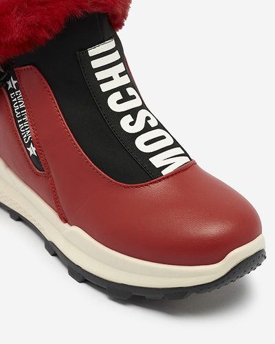 Червоні жіночі утеплені черевики з хутром Scherr- Взуття