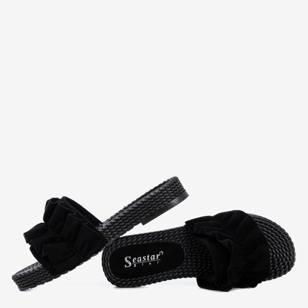 Černé dámské žabky s volánkem Rafel - Obuv 1