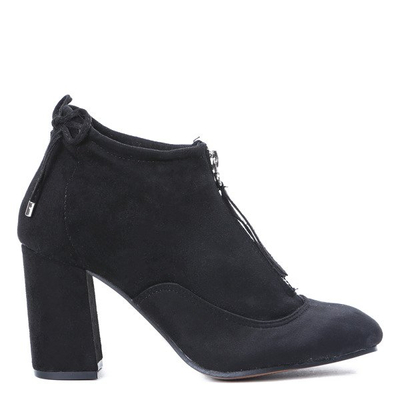 Czarne botki na słupku Gloria - Obuwie