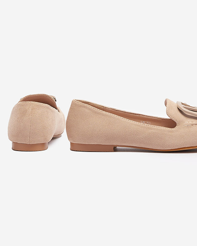 Světle hnědé dámské mokasíny s ornamentem v odpovídající barvě Jeterika - Obuv