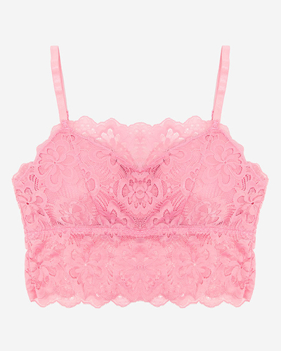 Dámský růžový krajkový bralette - Spodní prádlo