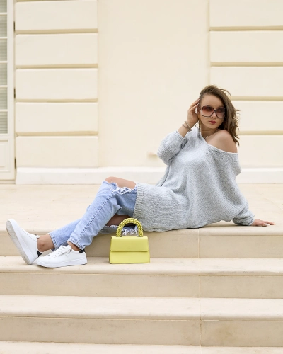 Жіночий довгий светр Royalfashion сірий