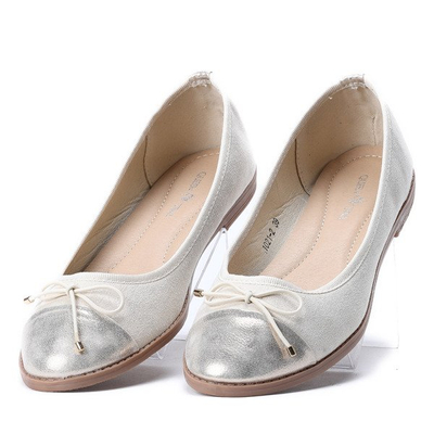 Beżowe baleriny z kokardką Mia - Obuwie